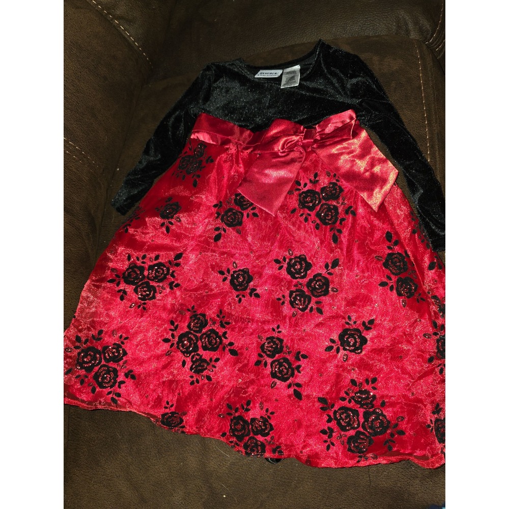 Blueberri‎ boulevard holiday Christmas black velvet red floral dress size 4t